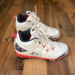 Under Armour Kids White and Red Sneakers